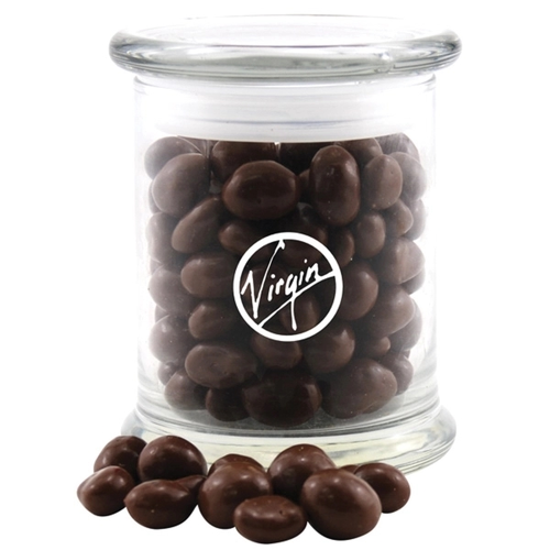 Main photo of Large Round Glass Jar With Lid Chocolate Covered Peanuts