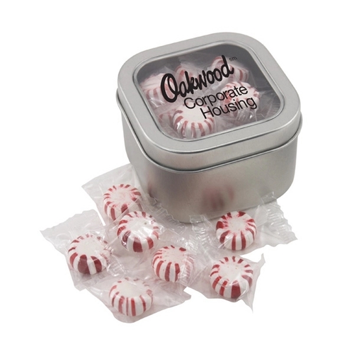 Main photo of Large Tin With Window Lid And Starlight Peppermints