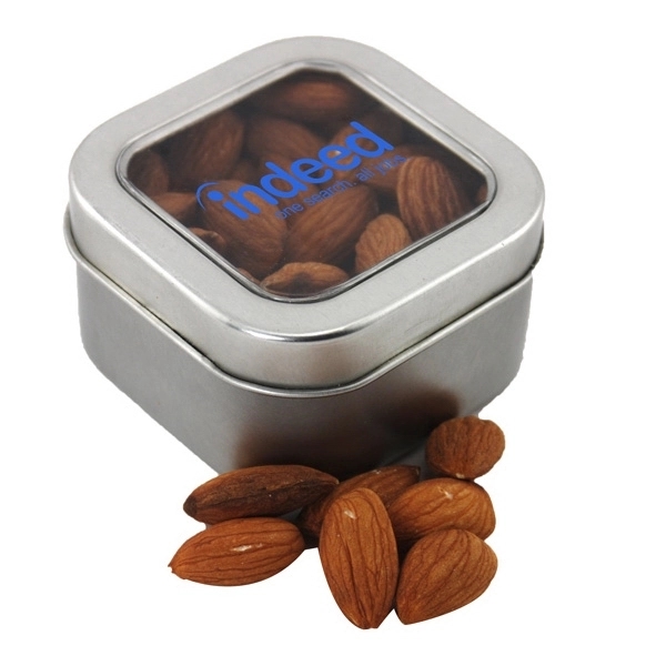 Silver color option for Tin With Window Lid And Almonds