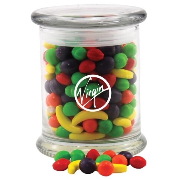 Clear color option for Candy Fruitz Candy In A Large Round Glass Jar With Lid