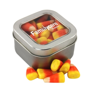 Photo of Tin With Window Lid And Candy Corn