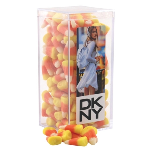 Main photo of Candy Corn In A Clear Acrylic Square Tall Box