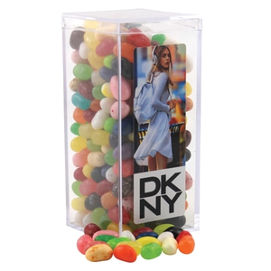 Photo of Jelly Bellys In A Clear Acrylic Square Tall Box