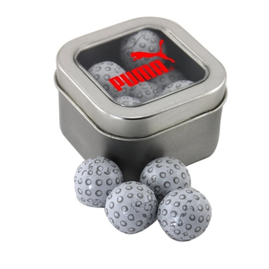 Photo of Tin With Window Lid And Chocolate Golf Balls