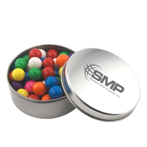 Main photo of Large Round Metal Tin With Lid And Gumballs