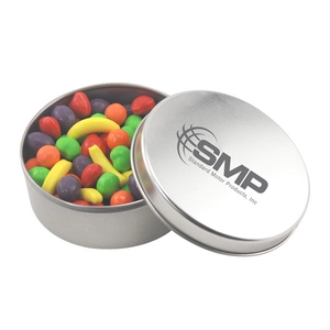 Photo of Large Round Metal Tin With Lid And Candy Fruitz