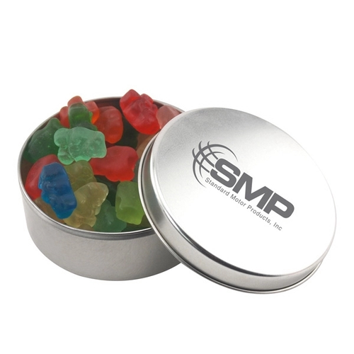 Main photo of Large Round Metal Tin With Lid And Gummy Bears