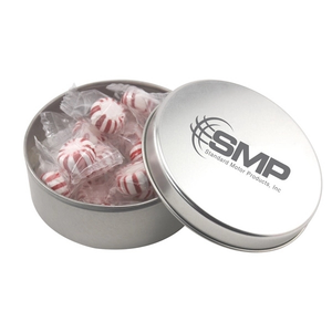 Photo of Large Round Metal Tin With Lid And Starlight Peppermints