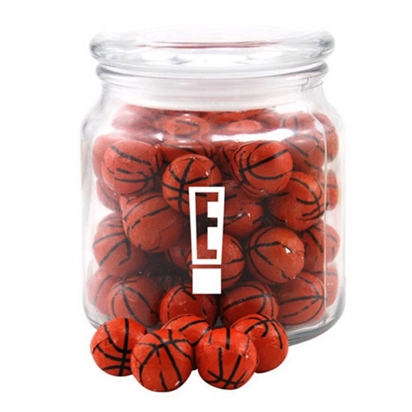 Clear color option for Chocolate Basketballs In A Glass Jar With Lid