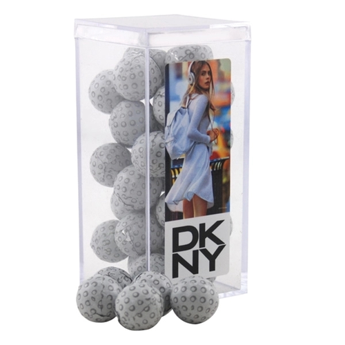 Main photo of Chocolate Golf Balls In A Clear Acrylic Square Tall Box