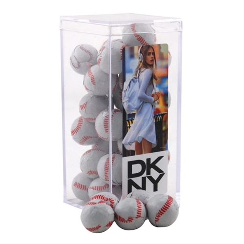 Main photo of Chocolate Baseballs In A Clear Acrylic Square Tall Box