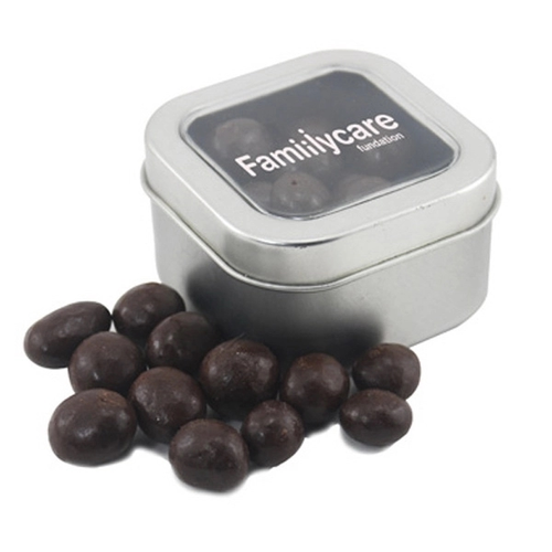 Main photo of Tin With Window Lid And Chocolate Espresso Beans