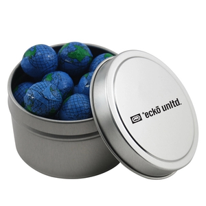 Photo of Round Metal Tin With Lid And Chocolate Globes