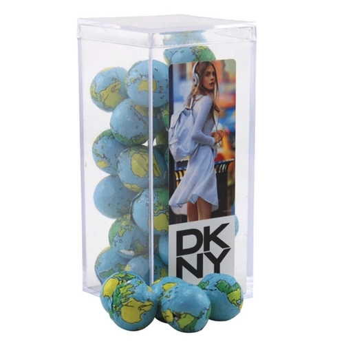 Main photo of Chocolate Globes In A Clear Acrylic Square Tall Box