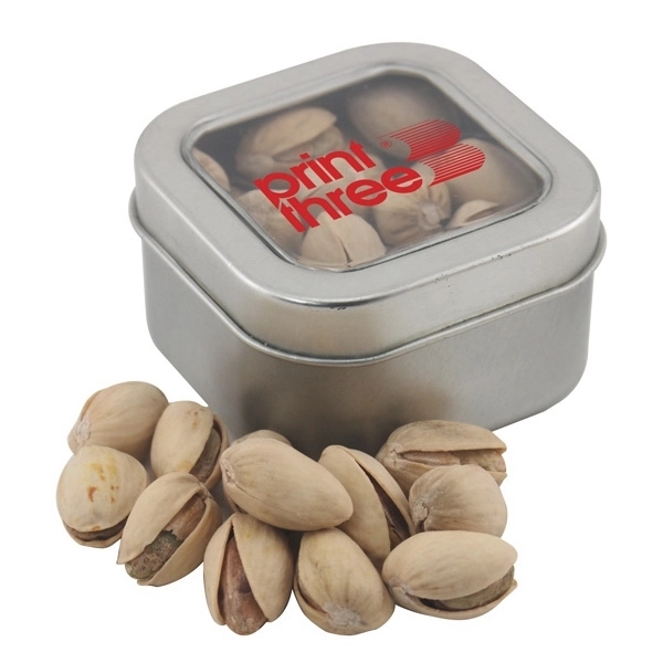 Silver color option for Tin With Window Lid And Pistachios