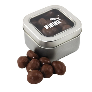 Photo of Tin With Window Lid And Chocolate Covered Peanuts