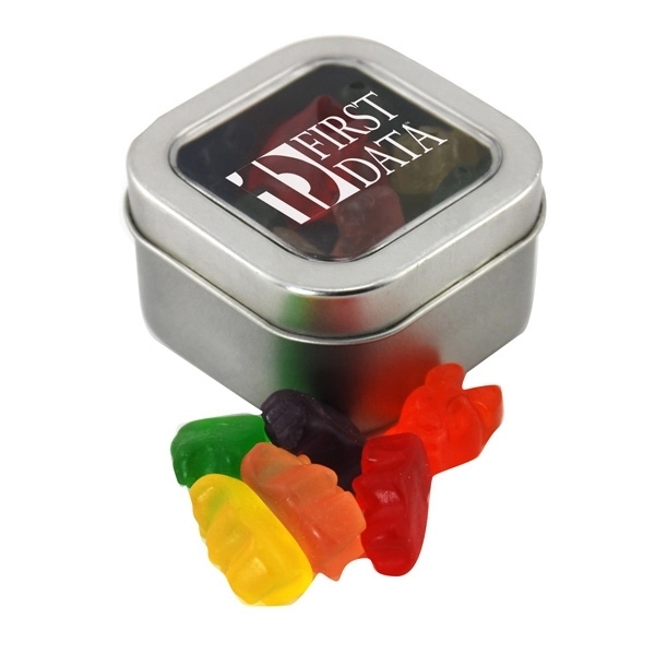 Silver color option for Tin With Window Lid And Gummy Bears