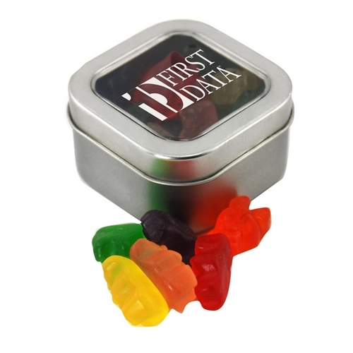 Main photo of Tin With Window Lid And Gummy Bears