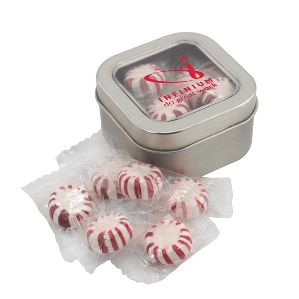 Silver color option for Tin With Window Lid And Starlight Peppermints