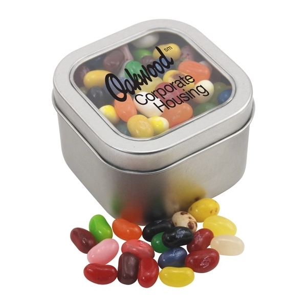 Silver color option for Large Tin With Window Lid And Jelly Bellys