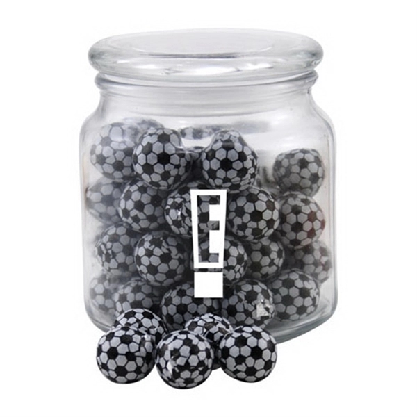 Clear color option for Chocolate Soccer Balls In A Glass Jar With Lid