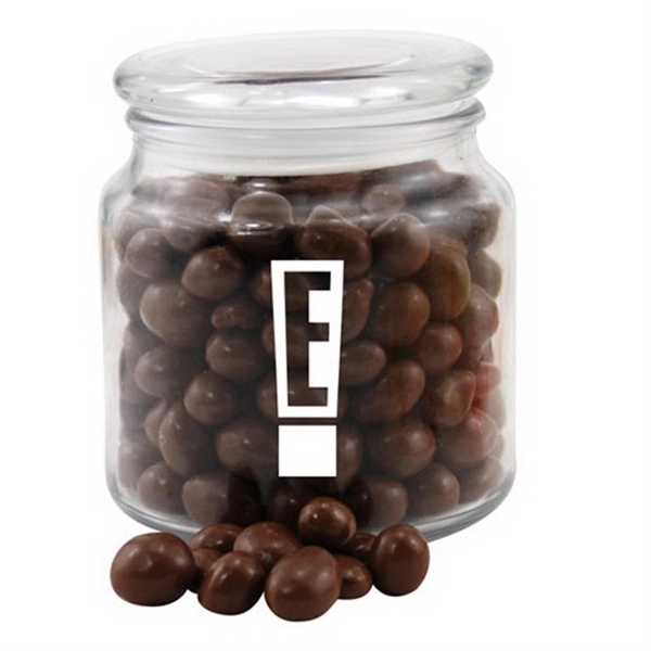 Clear color option for Chocolate Covered Peanuts In A Glass Jar With Lid