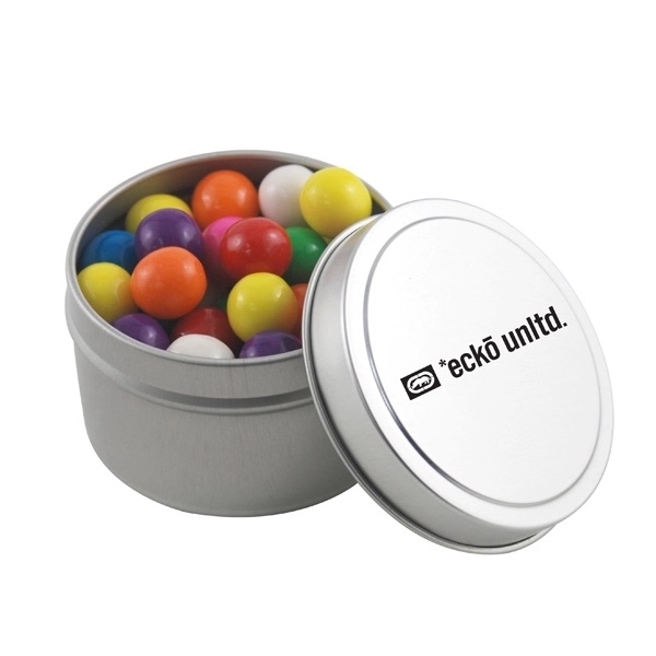 Silver color option for Round Metal Tin With Lid And Gumballs