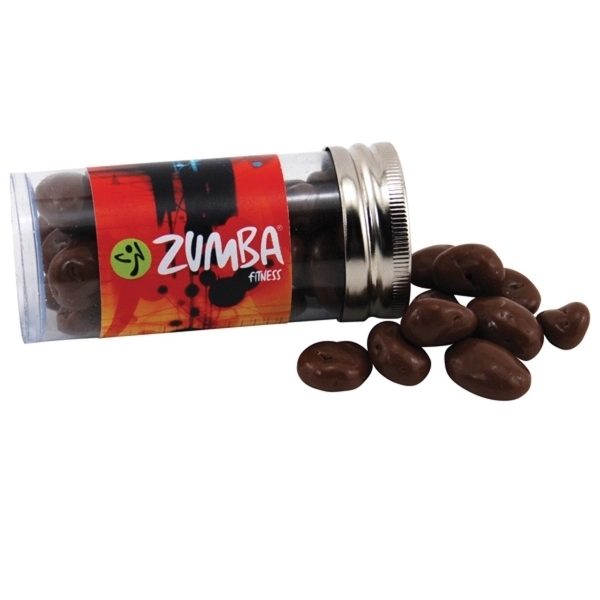 Clear color option for 3 " Plastic Tube With Metal Cap Chocolate Covered Raisins