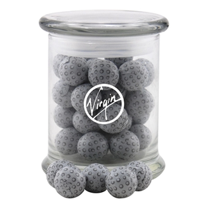 Photo of Chocolate Golf Balls In A Large Round Glass Jar With Lid