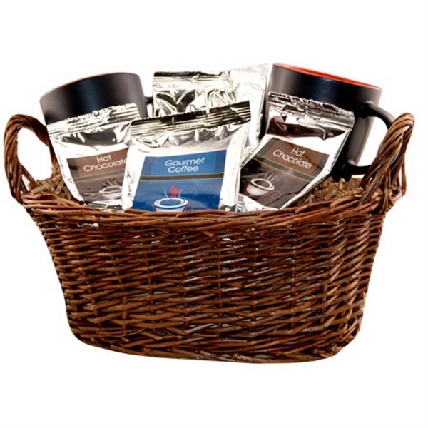 Brown color option for Gift Basket With Coffee, Tea And Mugs