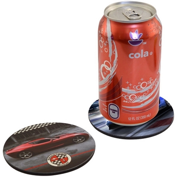 White color option for Full Color Circular Drink Coaster With Cork Back