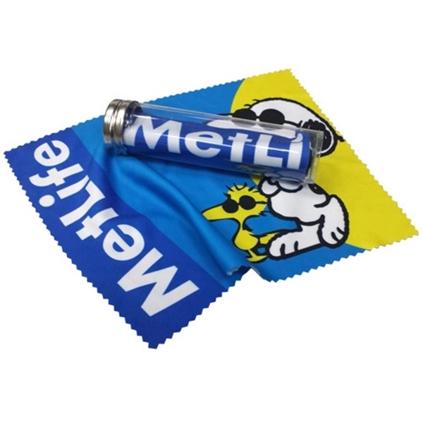 Custom color option for Microfiber Cloth 7" X 9" In A Clear Tube With Label