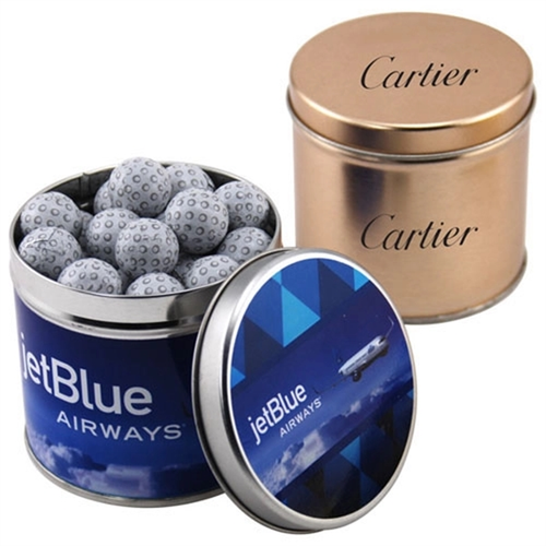 Photo of Chocolate Golf Balls In 3.5" Round Metal Tin With Lid