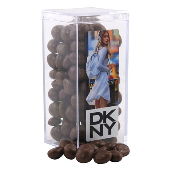 Clear color option for Chocolate Covered Peanuts In A Clear Acrylic Square Tall Box