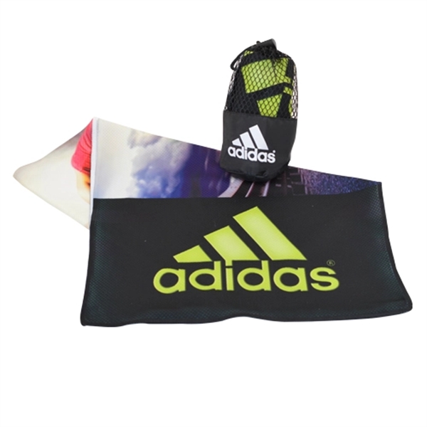 Black color option for Cooling Towel In Mesh Drawstring Pouch