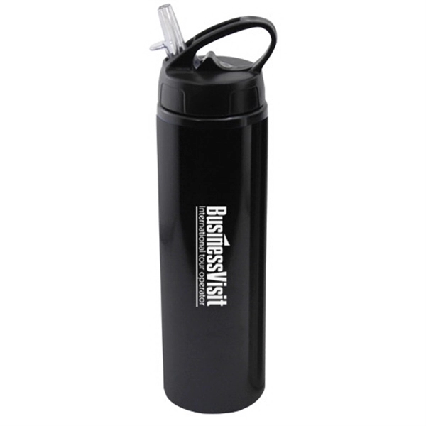 Black color option for 24 Oz Aluminum Water Bottle With Sports Sipper Flip Straw