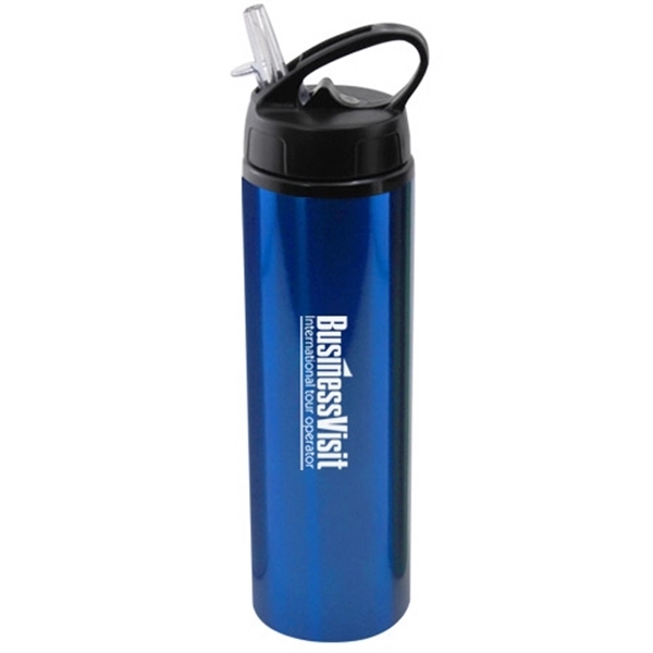 Blue color option for 24 Oz Aluminum Water Bottle With Sports Sipper Flip Straw