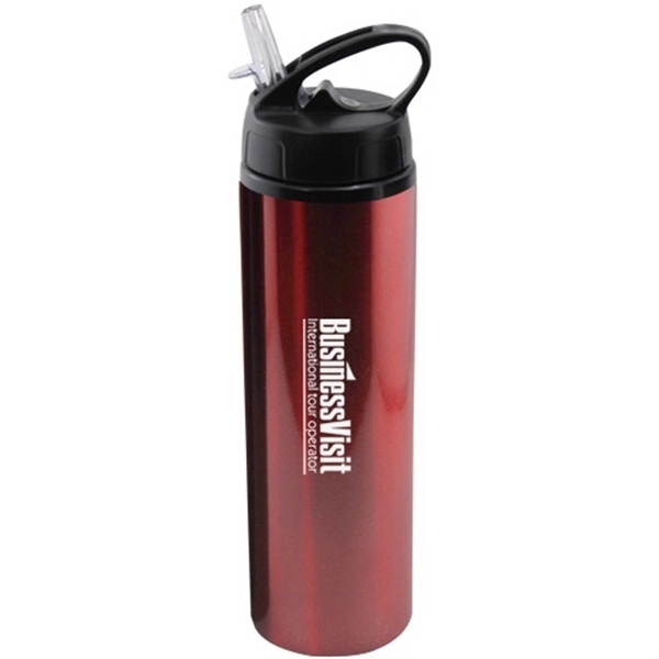 Red color option for 24 Oz Aluminum Water Bottle With Sports Sipper Flip Straw