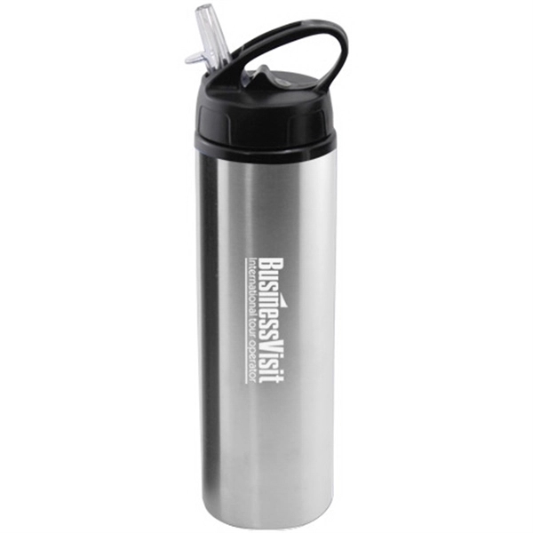 Silver color option for 24 Oz Aluminum Water Bottle With Sports Sipper Flip Straw