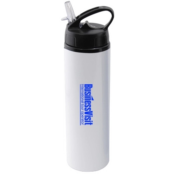 White color option for 24 Oz Aluminum Water Bottle With Sports Sipper Flip Straw