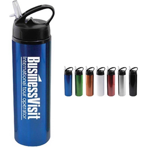 Photo of 24 Oz Aluminum Water Bottle With Sports Sipper Flip Straw