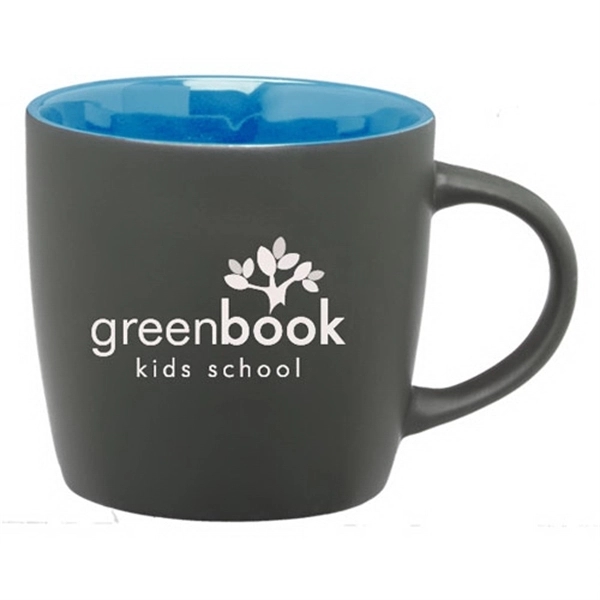 Matte Black-Blue color option for 12 Oz. Matte Black Ceramic Coffee Mug With Colored Interior