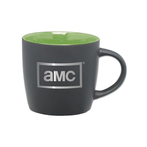 Matte Black-Green color option for 12 Oz. Matte Black Ceramic Coffee Mug With Colored Interior