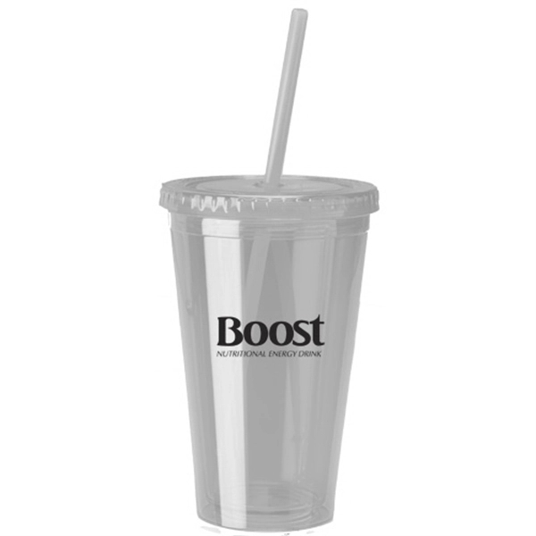 Translucent Clear color option for 16oz Double Wall Acrylic Tumbler With Straw