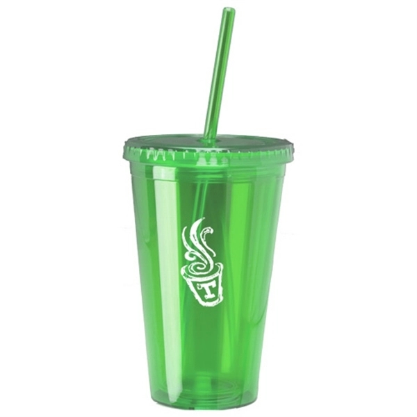Translucent Green color option for 16oz Double Wall Acrylic Tumbler With Straw