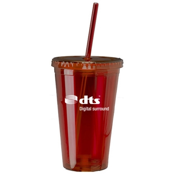 Translucent Red color option for 16oz Double Wall Acrylic Tumbler With Straw