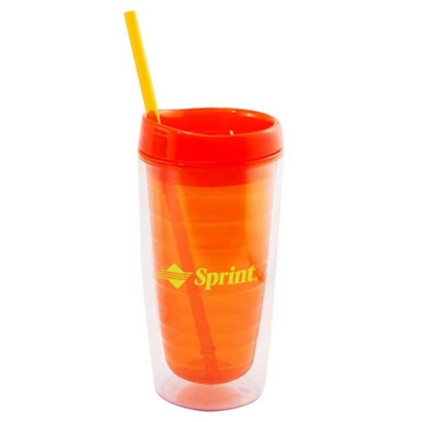 Orange color option for 16 Oz Double Wall Acrylic Tumbler With Straw