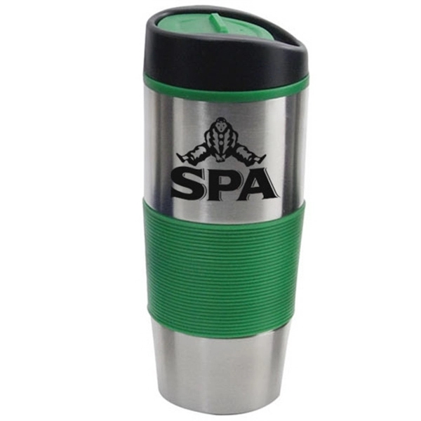 Silver-Green color option for 16 Oz Insulated Tumbler With Colored Silicone Sleeve