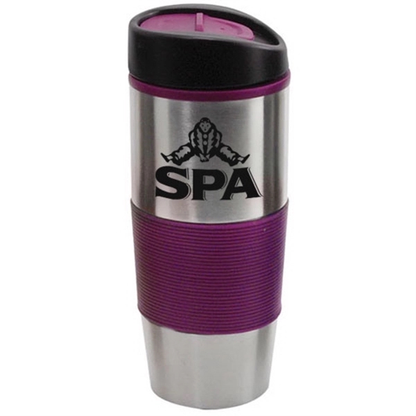 Silver-Purple color option for 16 Oz Insulated Tumbler With Colored Silicone Sleeve