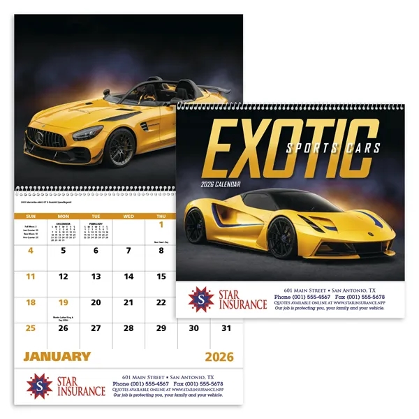 White color option for Exotic Sports Cars Spiral Calendar